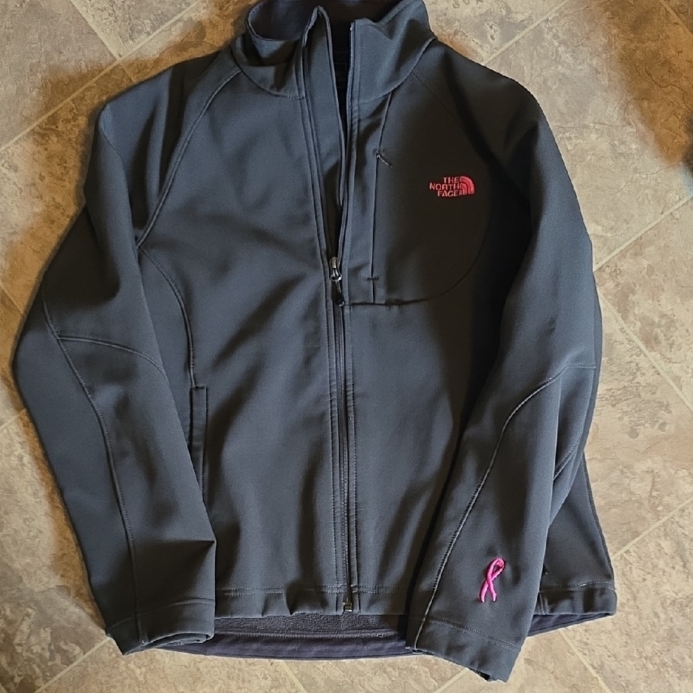 The North Face Dark Gray Jacket with Pink Accents
